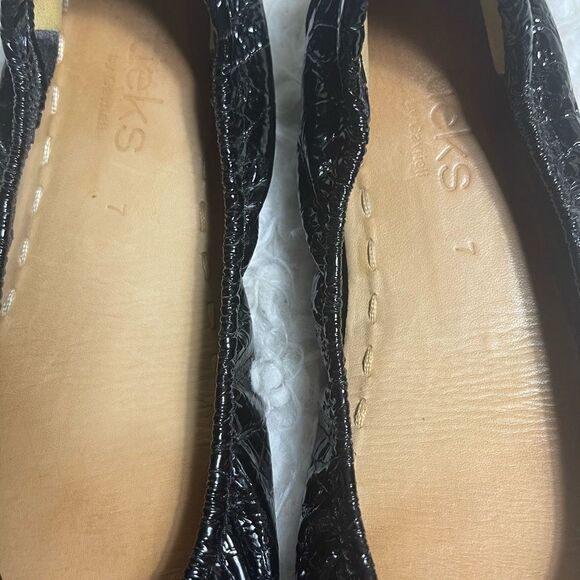 Tieks by Gavrieli Ballet Flats leather Black Patent Croc print slip on flats SZ7 - Picture 11 of 11